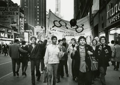 Gay Liberation March in Times Square, 1969. Exhibited at the Schwarzman Building, New York Public Library through June 30. Photo: Diana Davies